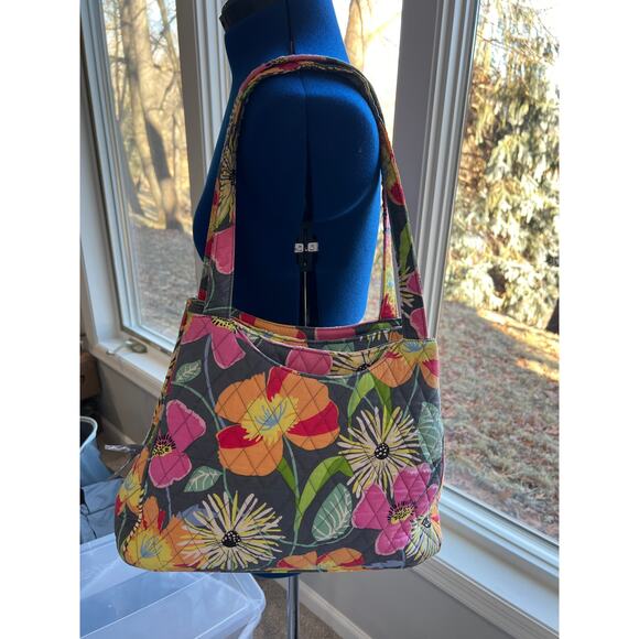 Vera Bradley Jazzy Blooms Double Sided Magnetic Snap Center Zip Tote Cottage - Picture 4 of 10